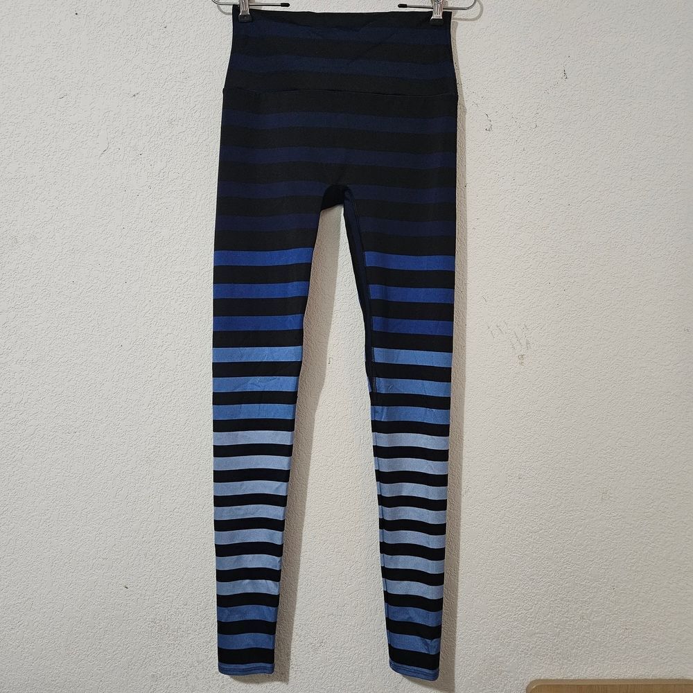 K-DEER Signature Stripe Leggings - Alexis Blue Ombre - Size L - Made in USA
